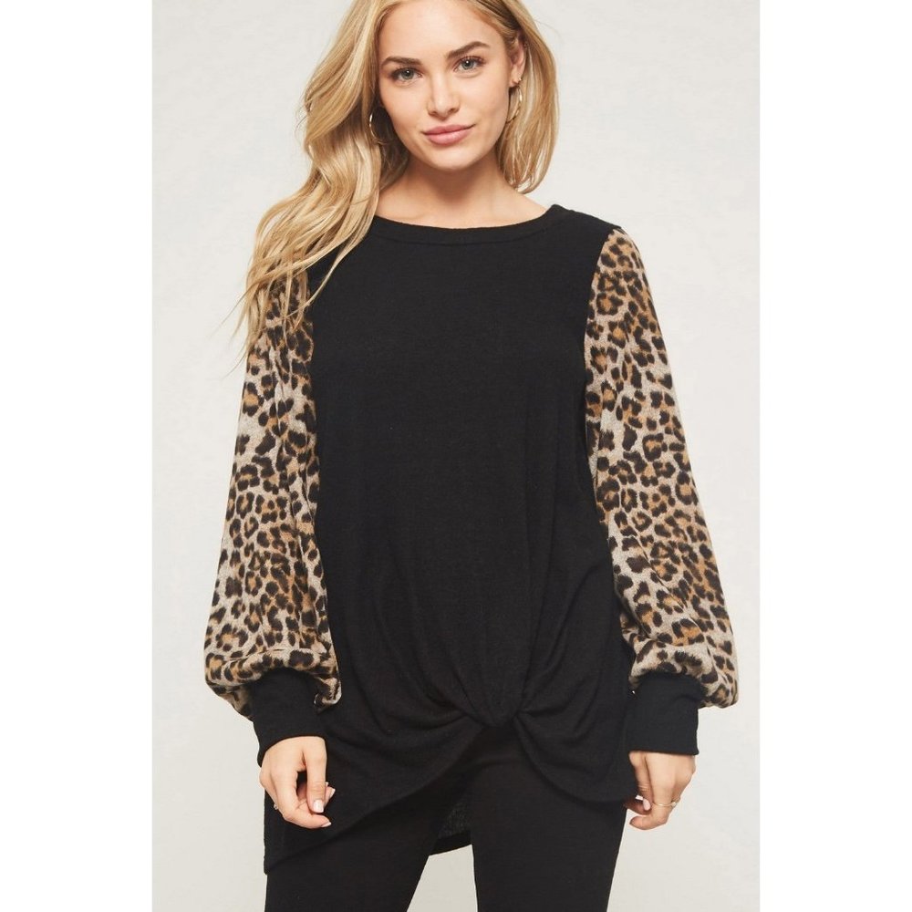 Promesa Leopard Sleeve Tunic - Picture 1 of 4